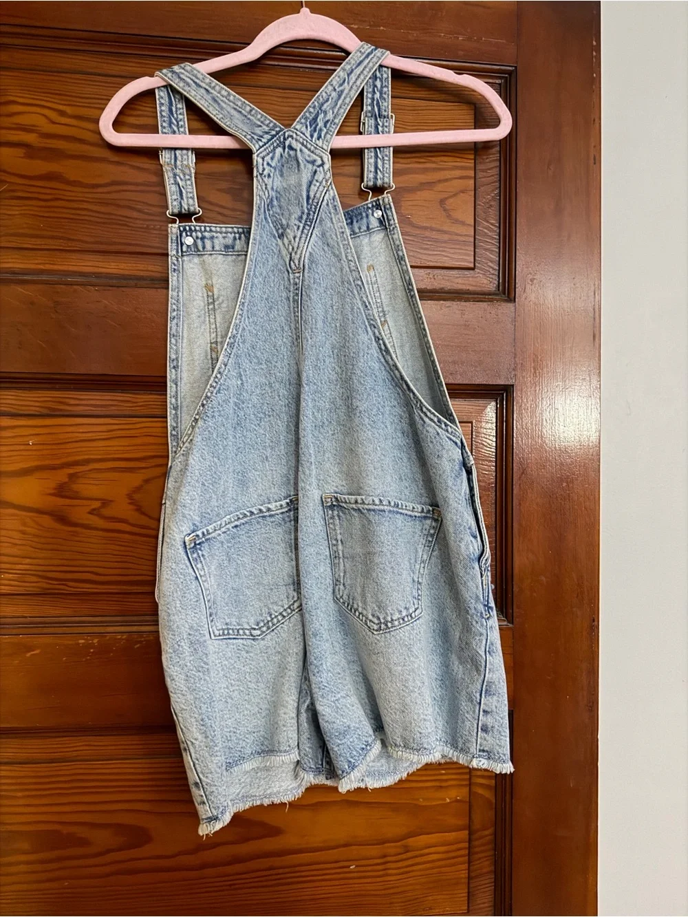GAP Blue Acid Wash Denim Overalls Shorts
